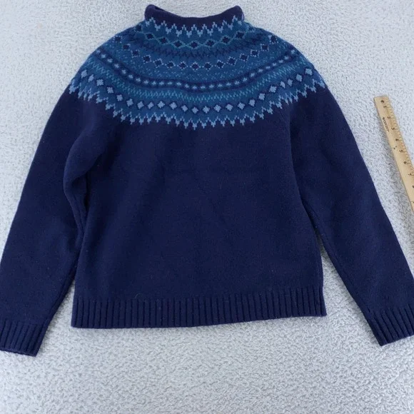 Eddie Bauer Wool Fair Isle‎ Knit Mock Neck Sweater fits XS Pullover Cottagecore - Picture 3 of 7